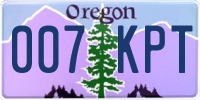 OR license plate 007KPT