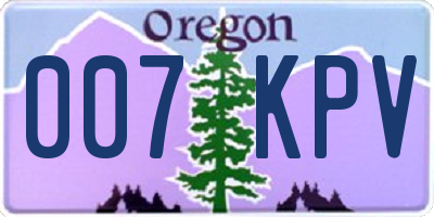 OR license plate 007KPV