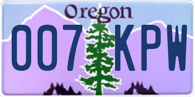 OR license plate 007KPW