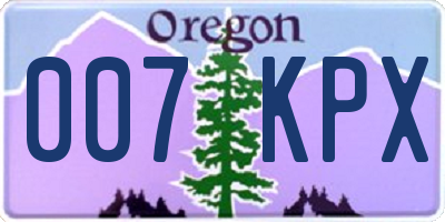 OR license plate 007KPX