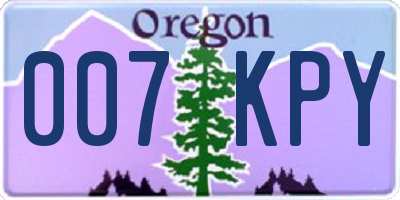 OR license plate 007KPY