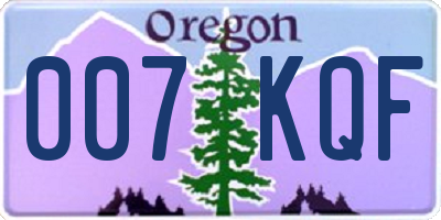 OR license plate 007KQF