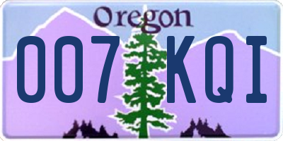 OR license plate 007KQI