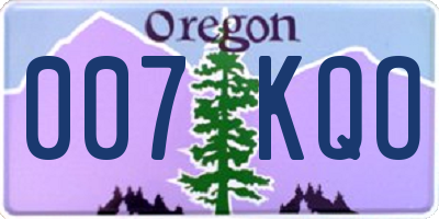 OR license plate 007KQO