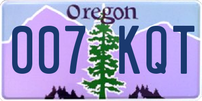 OR license plate 007KQT