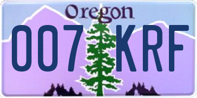 OR license plate 007KRF