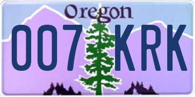 OR license plate 007KRK