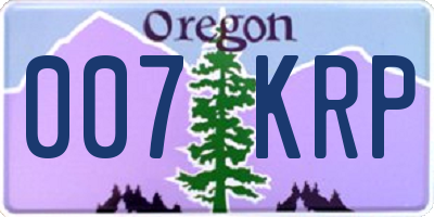OR license plate 007KRP