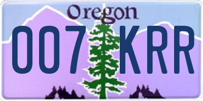 OR license plate 007KRR