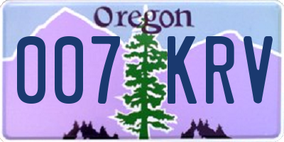 OR license plate 007KRV