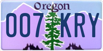 OR license plate 007KRY
