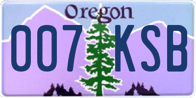 OR license plate 007KSB