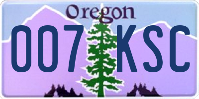 OR license plate 007KSC