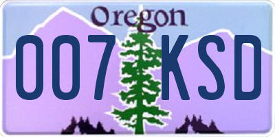 OR license plate 007KSD