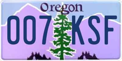 OR license plate 007KSF