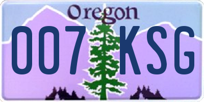 OR license plate 007KSG