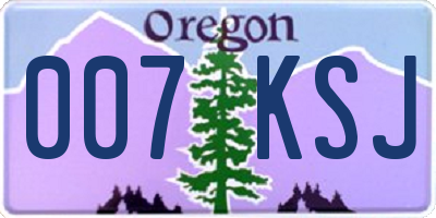 OR license plate 007KSJ