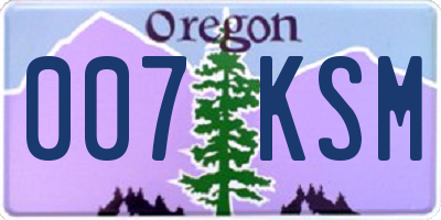OR license plate 007KSM