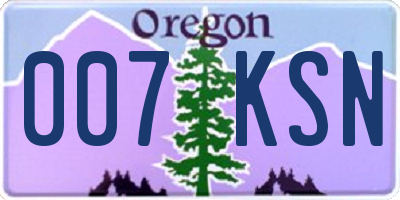 OR license plate 007KSN