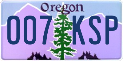 OR license plate 007KSP
