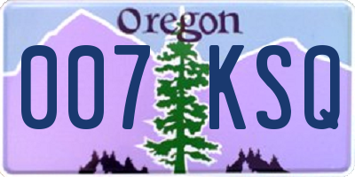OR license plate 007KSQ