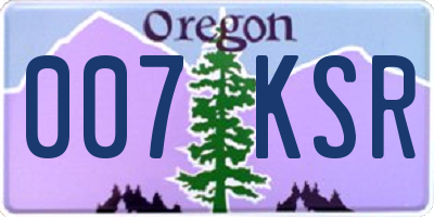 OR license plate 007KSR