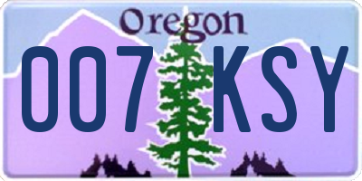 OR license plate 007KSY