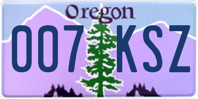 OR license plate 007KSZ