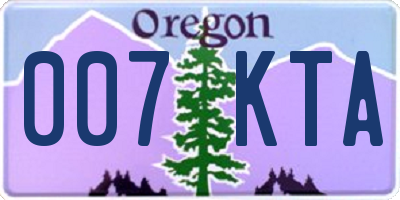 OR license plate 007KTA