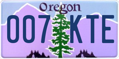 OR license plate 007KTE