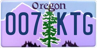 OR license plate 007KTG