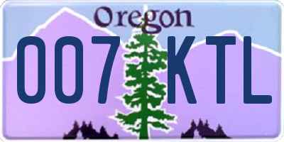 OR license plate 007KTL