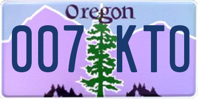 OR license plate 007KTO