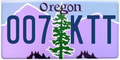 OR license plate 007KTT