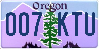 OR license plate 007KTU