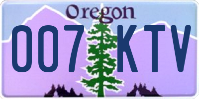 OR license plate 007KTV