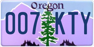 OR license plate 007KTY