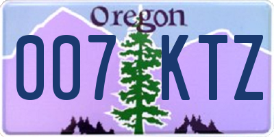 OR license plate 007KTZ
