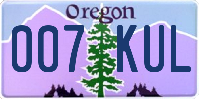 OR license plate 007KUL