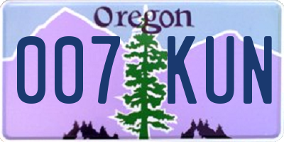 OR license plate 007KUN