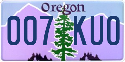 OR license plate 007KUO