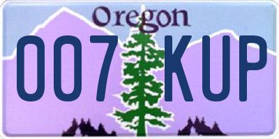 OR license plate 007KUP
