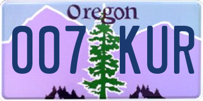 OR license plate 007KUR