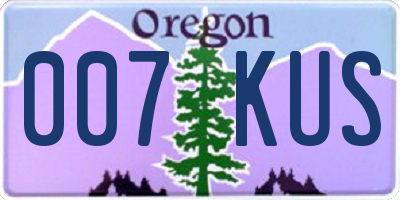 OR license plate 007KUS