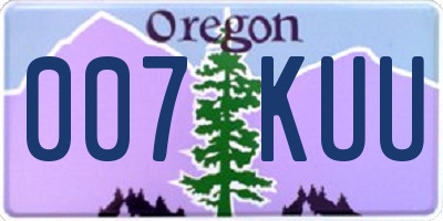 OR license plate 007KUU