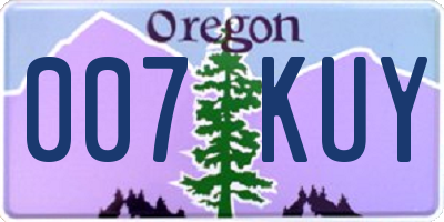 OR license plate 007KUY