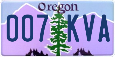 OR license plate 007KVA