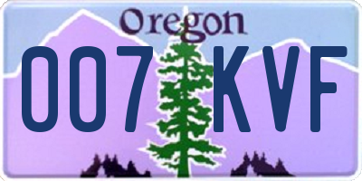 OR license plate 007KVF