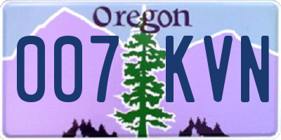 OR license plate 007KVN