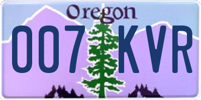 OR license plate 007KVR